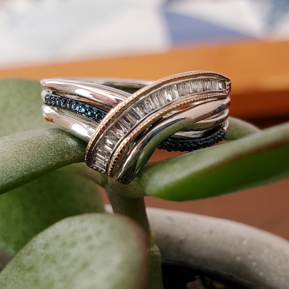 Diamond Ring Sterling & 10K Rose Gold Size 7 - Picture 4 of 14